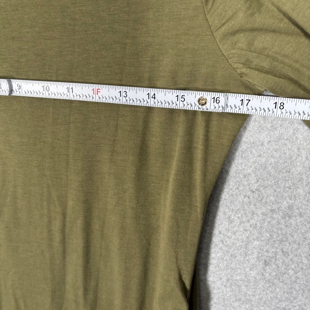 Mini Dress Womens XL Side Ruched Olive Army Pistachio Basic Minimal Matcha Thin - Picture 5 of 11